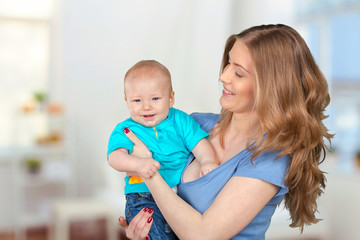 Happy young mother and her son