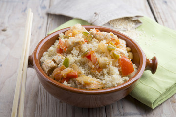 Quinoa salad with vegetables.Superfoods concept
