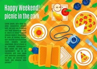 Picnic on the grass vector illustration.