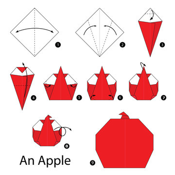 Step by step instructions how to make origami An Apple.