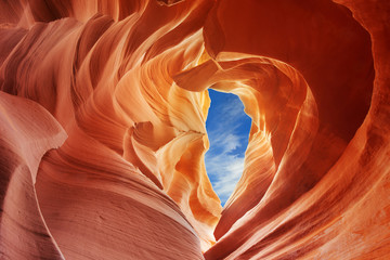 color shades of the rock inside the antelope canyon - obrazy, fototapety, plakaty