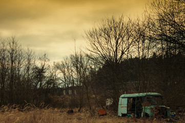 The image of destroyed car