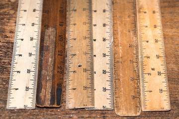 Close up shot on a vintage measuring tape / ruler
