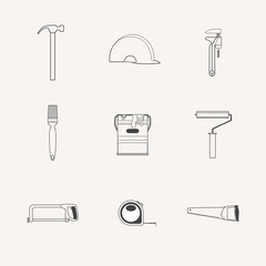 Vector collection of house construction and repair icons. Building, construction graphic design.