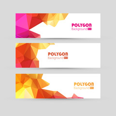 Set of label banner polygon background colorful pattern triangle geometric with space for text and message modern artwork design , vector

