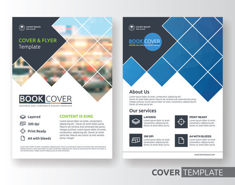 Multipurpose business corporate flyer layout design. Suitable for flyer, brochure, book cover and annual report. blue and black color in A4 size template background with bleeds. Vector illustration