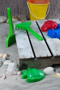 Beach toys in the sand