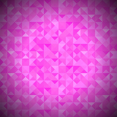 Pink Background with Geometric Shapes, Triangles. Old Mosaic. Pink-Mosaic-Banner. Geometric Hipster Red Pattern with Place for Your Text. Graphic Template Background