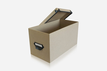 An open cardboard box in white