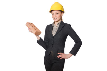 Young architect isolated on white