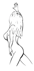 Foto op Plexiglas Naakte vrouw zwaait - ingekleurd © emieldelange