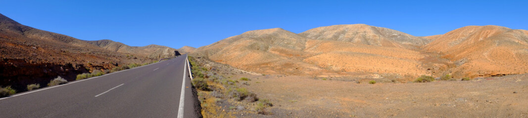 View  on the road in the mountains  on Fuerteventura