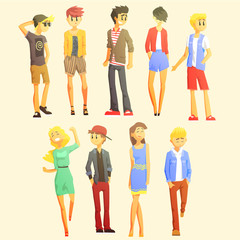 Obraz premium Young Stylishly Dressed People