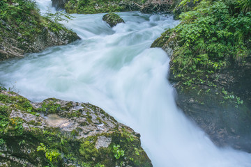Flowing river. Vintgar Gorge, Slovenia