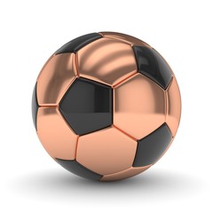 Bronze soccer ball on white background. 3D rendering.