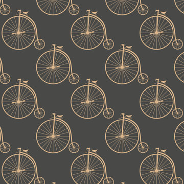Vintage high wheeler seamless pattern