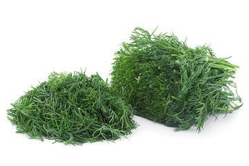 Dill herb chopped on white