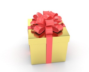 gift box with bows isolated on white. 3d rendering.