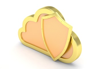 cloud and shield, cloud security concept. 3d rendering.