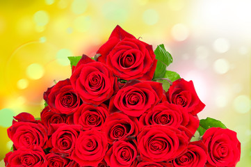 Plakat Bouquet of roses on golden background