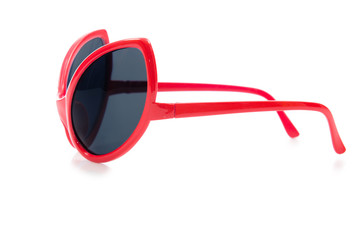 Red sunglasses isolated on white
