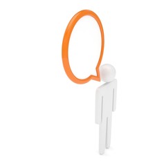 3d man with talk bubbles isolated over a white background. 3d rendering.