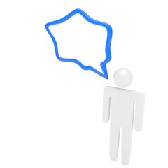 3d man with talk bubbles isolated over a white background. 3d rendering.