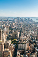 Fototapeta na wymiar New York city panorama with tall skyscrapers