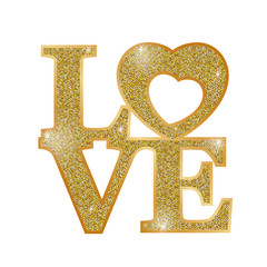 LOVE, gold letters
