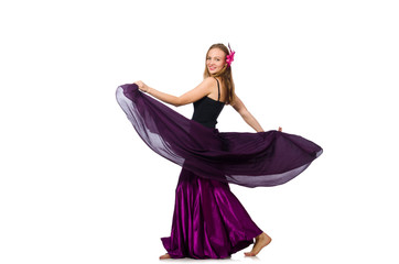 Naklejka premium Woman in purple dress isolated on white