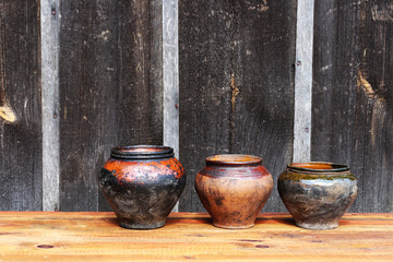 rustic old pots from clay