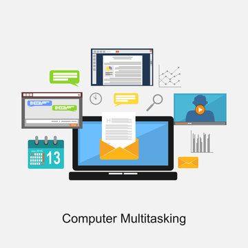 Computer multitasking concept illustration.
