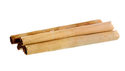 Tobacco and cigarette on white background