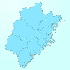 Obraz na płótnie Canvas Fujian blue map on degraded background vector