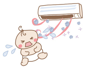 赤ちゃんと汚れた空気 / 育児のイラスト素材