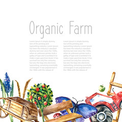 Watercolor organic farm.
