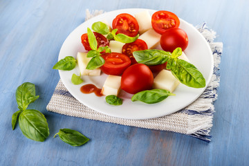  fresh vegetable salad on rustic table