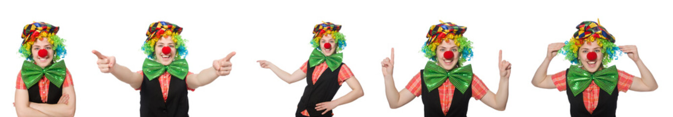 Female clown isolated on white