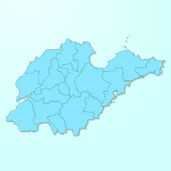 Shandong blue map on degraded background vector