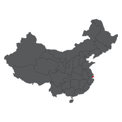 Shanghai red map on gray China map vector