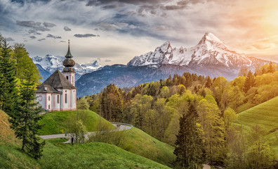 Fototapeta na wymiar Idyllic mountain landscape in the Bavarian Alps, Berchtesgadener Land, Germany