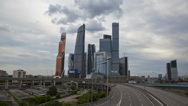 Moscow International Business Center.  Hyper Time Lapse Full HD 1920x1080. 30 fps