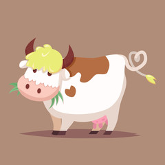 Vector illustration of cute Cartoon Cow