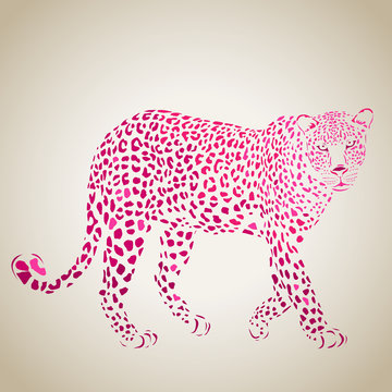 Vector leopard silhouette, abstract animal illustration. Leopard, big cat can be used for background, card, print materials