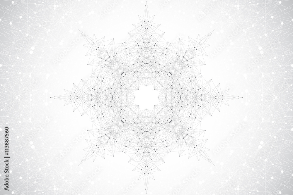 Poster geometric abstract background molecule and communication. vector illustration