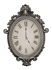 Antique wall clock isolated.