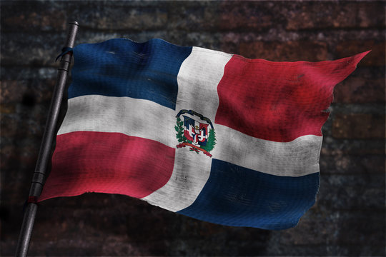 Drapeau due la République dominicaine usé