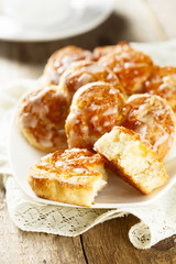 Palmier cookies with apricot jam and lemon glaze