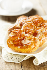 Palmier cookies with apricot jam and lemon glaze