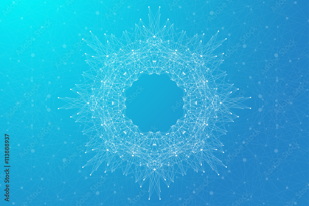 Poster Geometric abstract background molecule and communication. Vector illustration